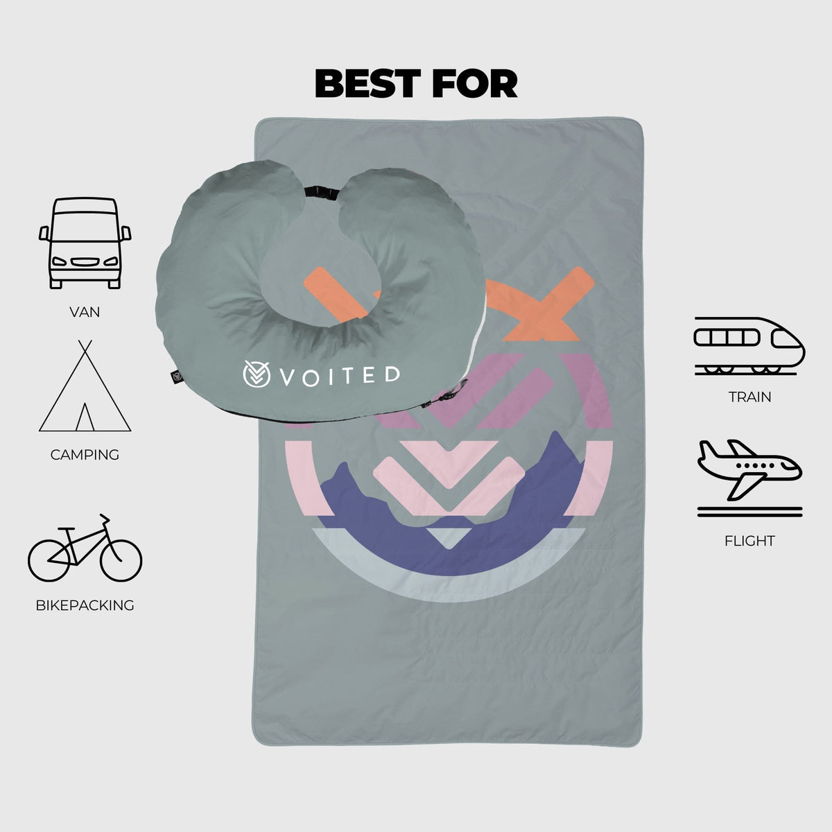 VOITED NeckPack Travel PillowBlanket - Echo Bloom