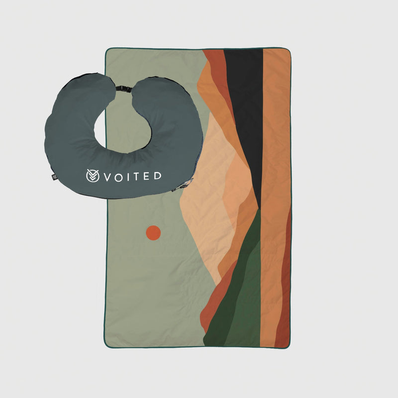 VOITED NeckPack Travel PillowBlanket - Jasper / Tree Green