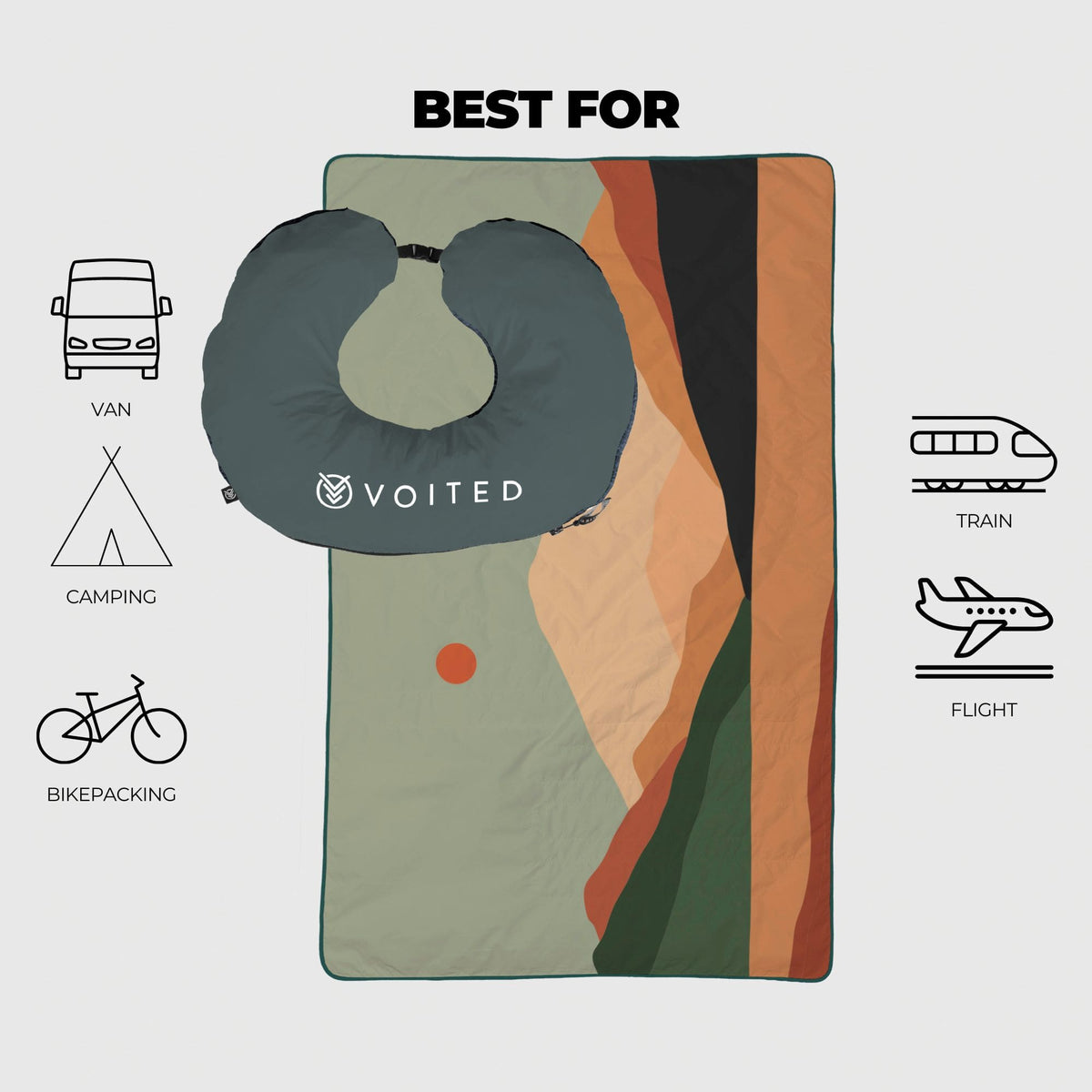VOITED NeckPack Travel PillowBlanket - Jasper / Tree Green