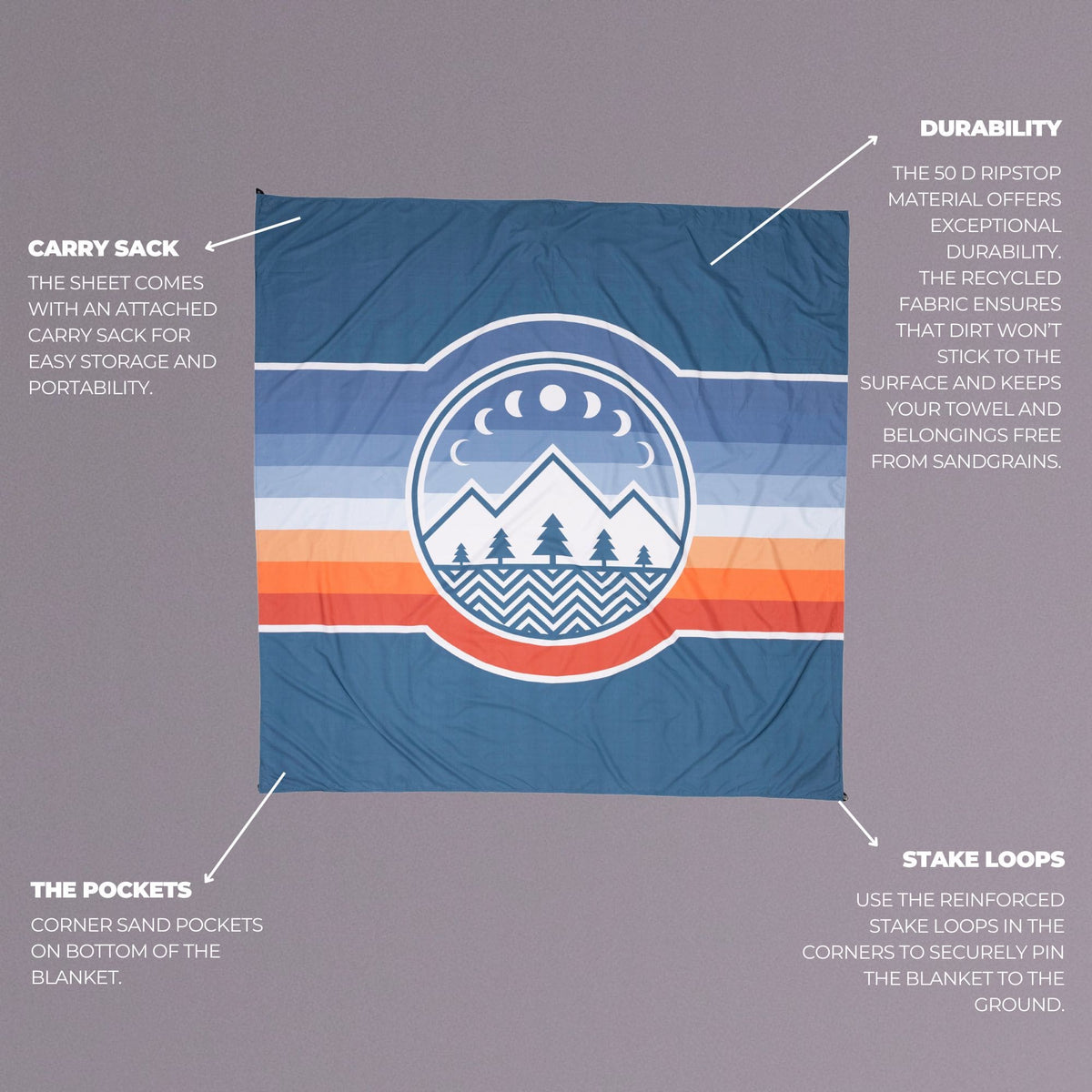 VOITED Sandfree Beach Sheet - Camp Vibes Two