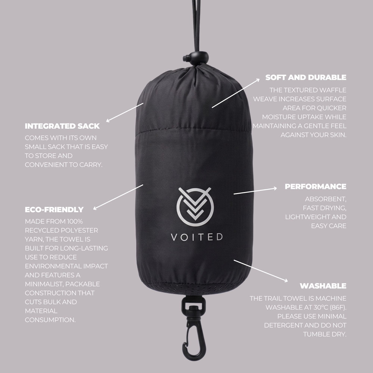 VOITED Trail Towel - Black