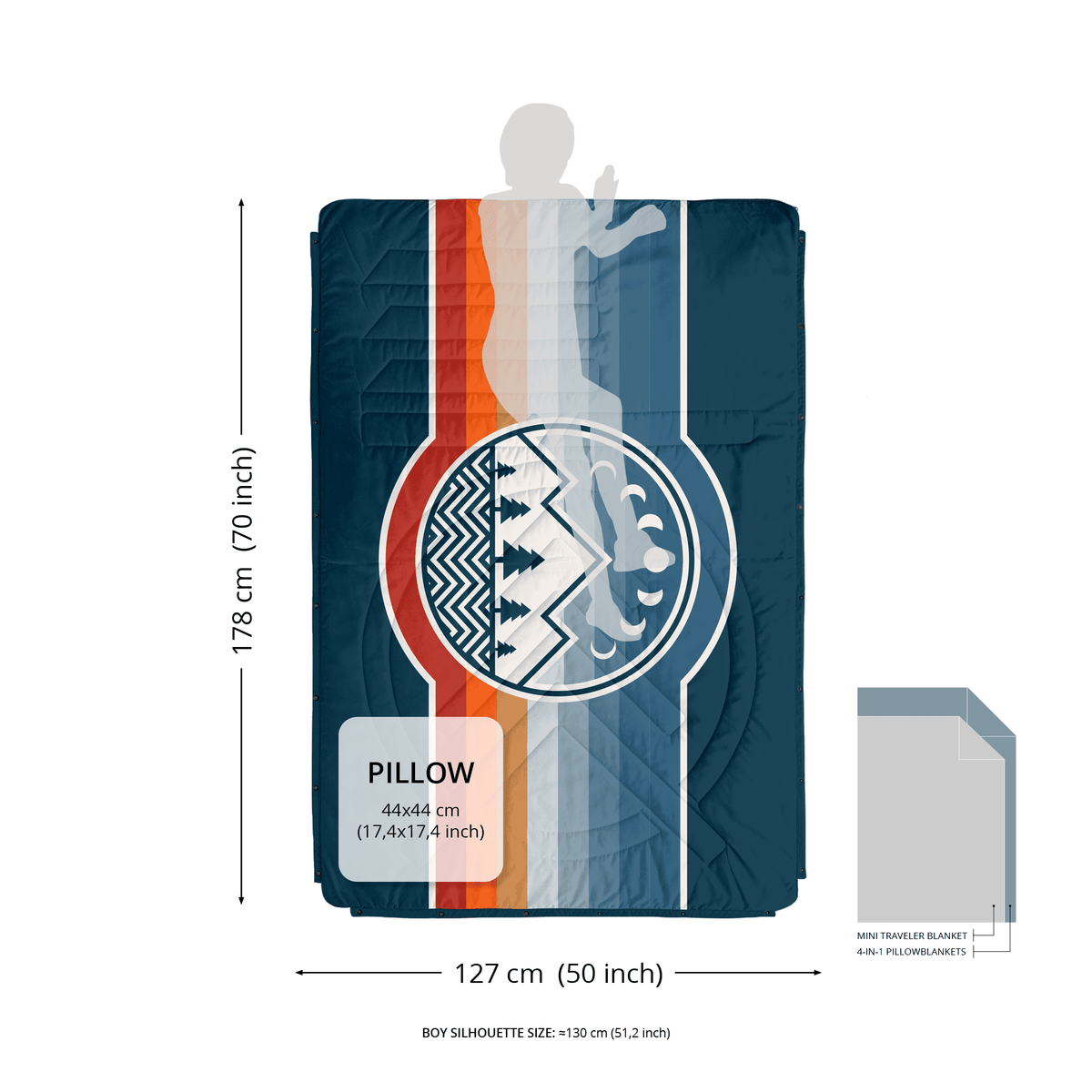 Voited Mini Traveler Fleece Indoor / Outdoor Camping Blanket - Tide