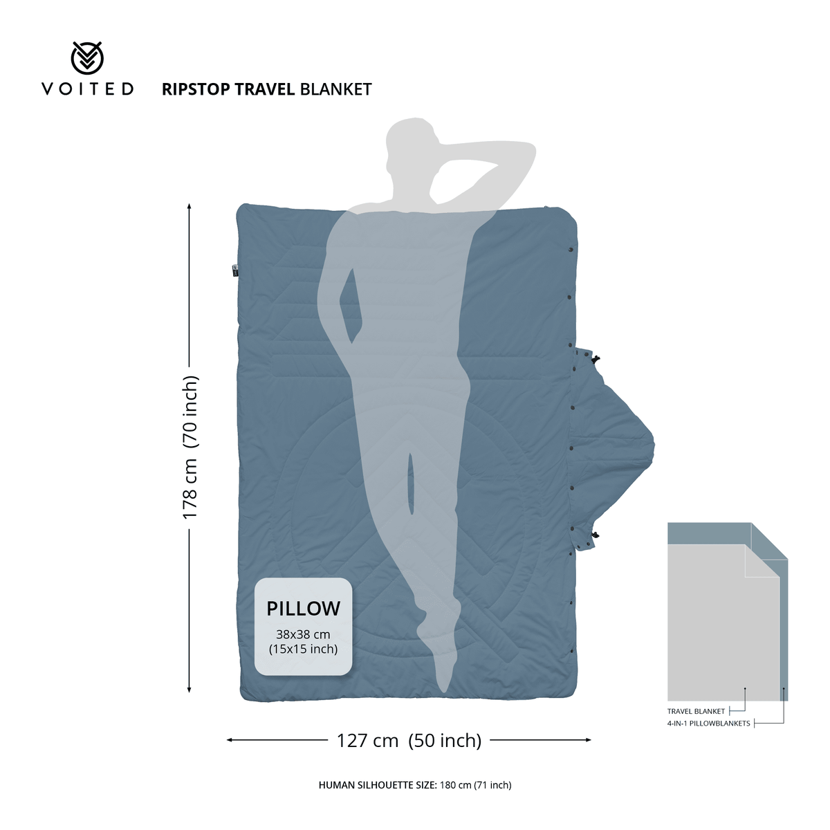 Voited Recycled Ripstop Travel Blanket - Green Gabels / Dusty Sand