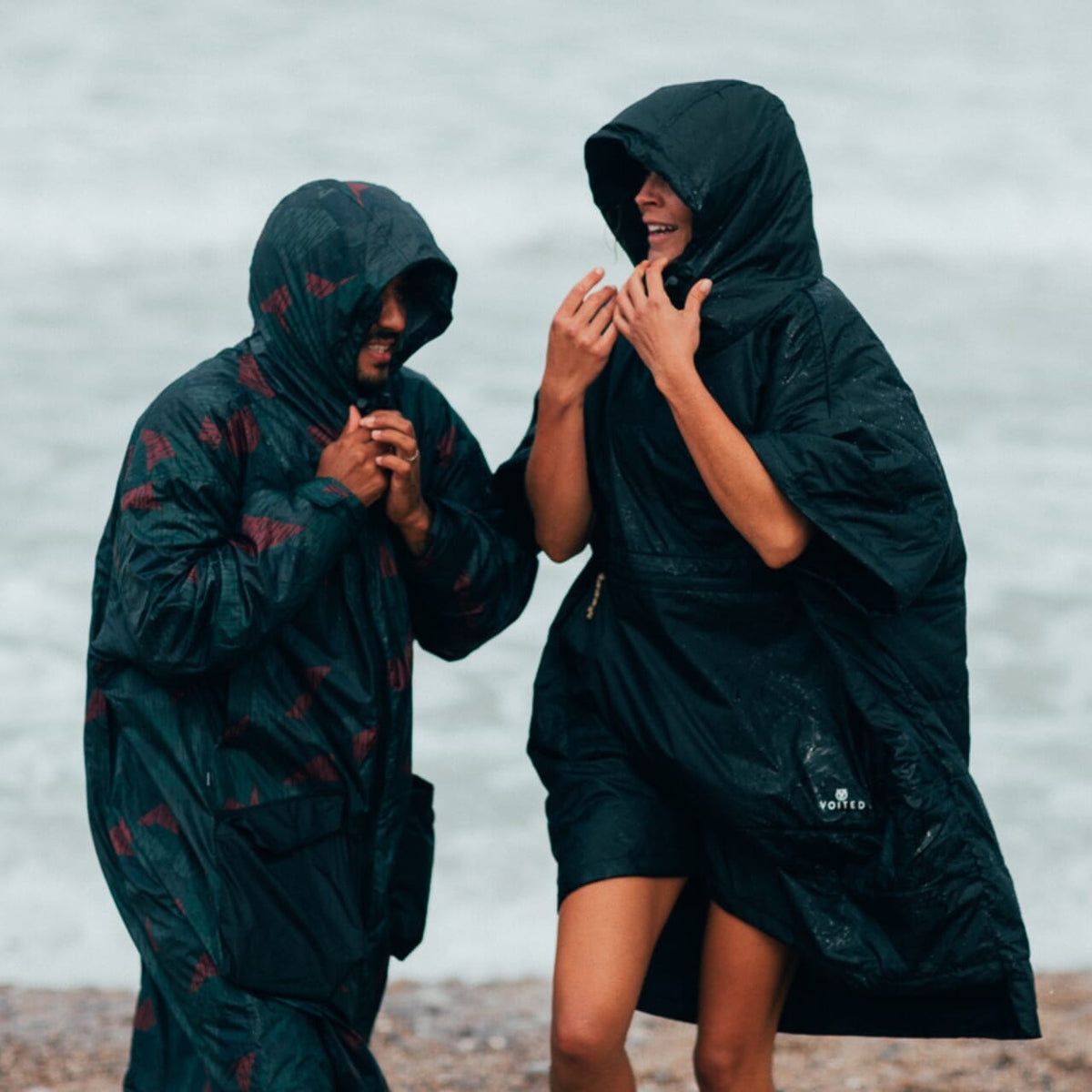 Voited Outdoor Poncho For Surfing, Camping, Vanlife & Wild Swimming - Black