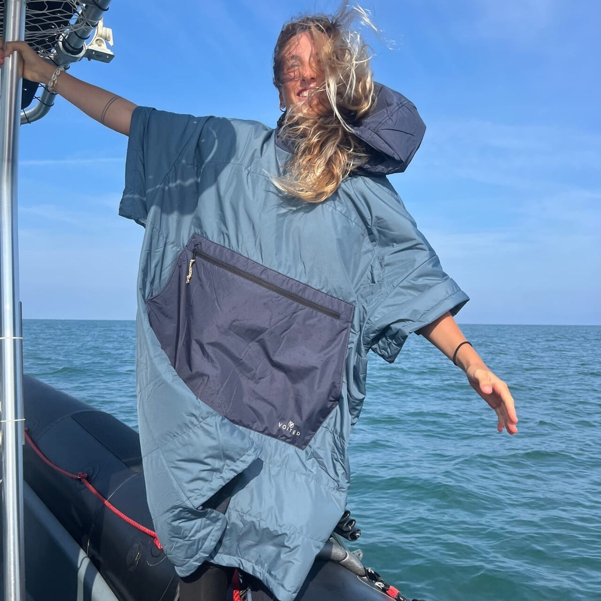 Voited Outdoor Poncho For Surfing, Camping, Vanlife & Wild Swimming - Marsh Grey / Graphite