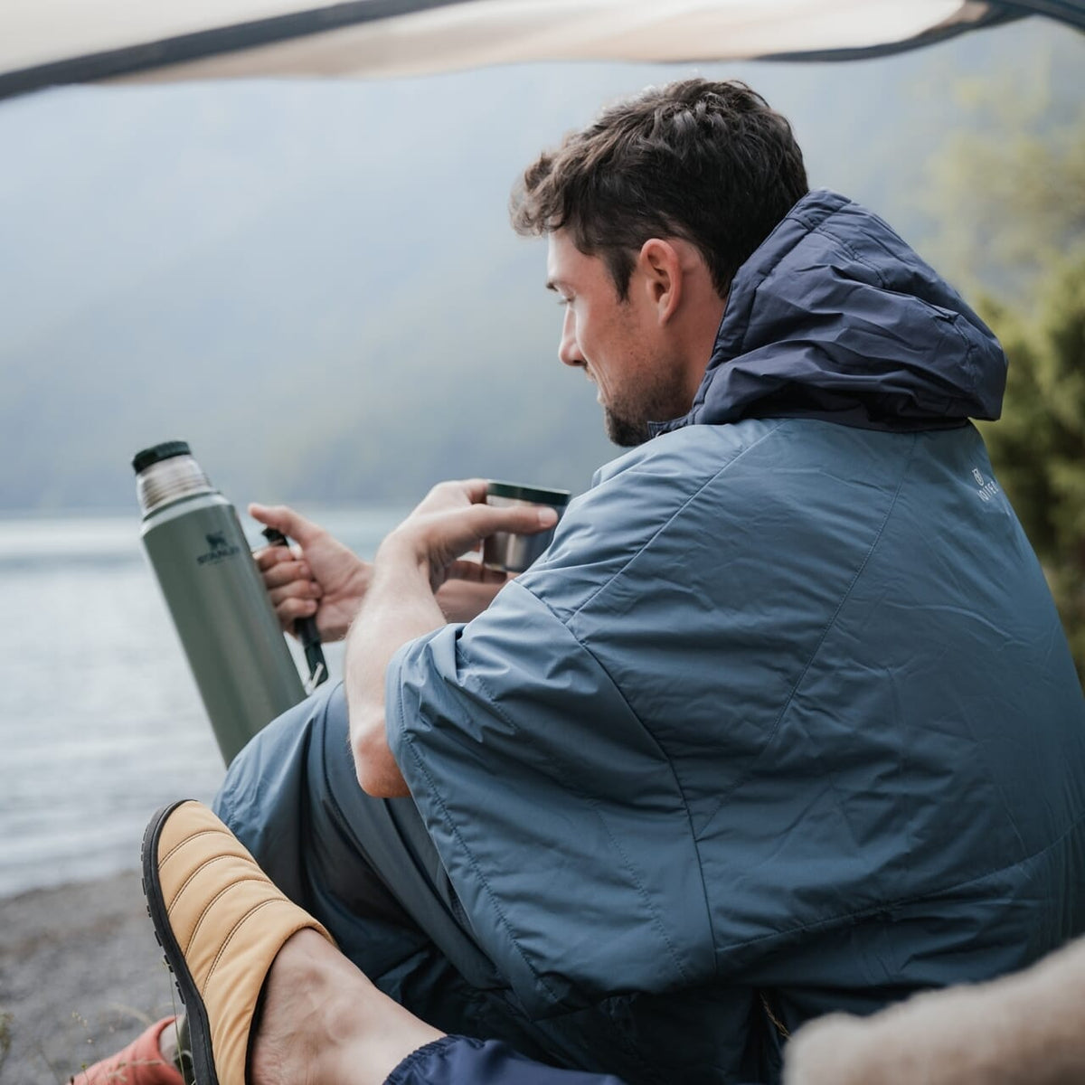 Voited Outdoor Poncho For Surfing, Camping, Vanlife & Wild Swimming - Marsh Grey / Graphite
