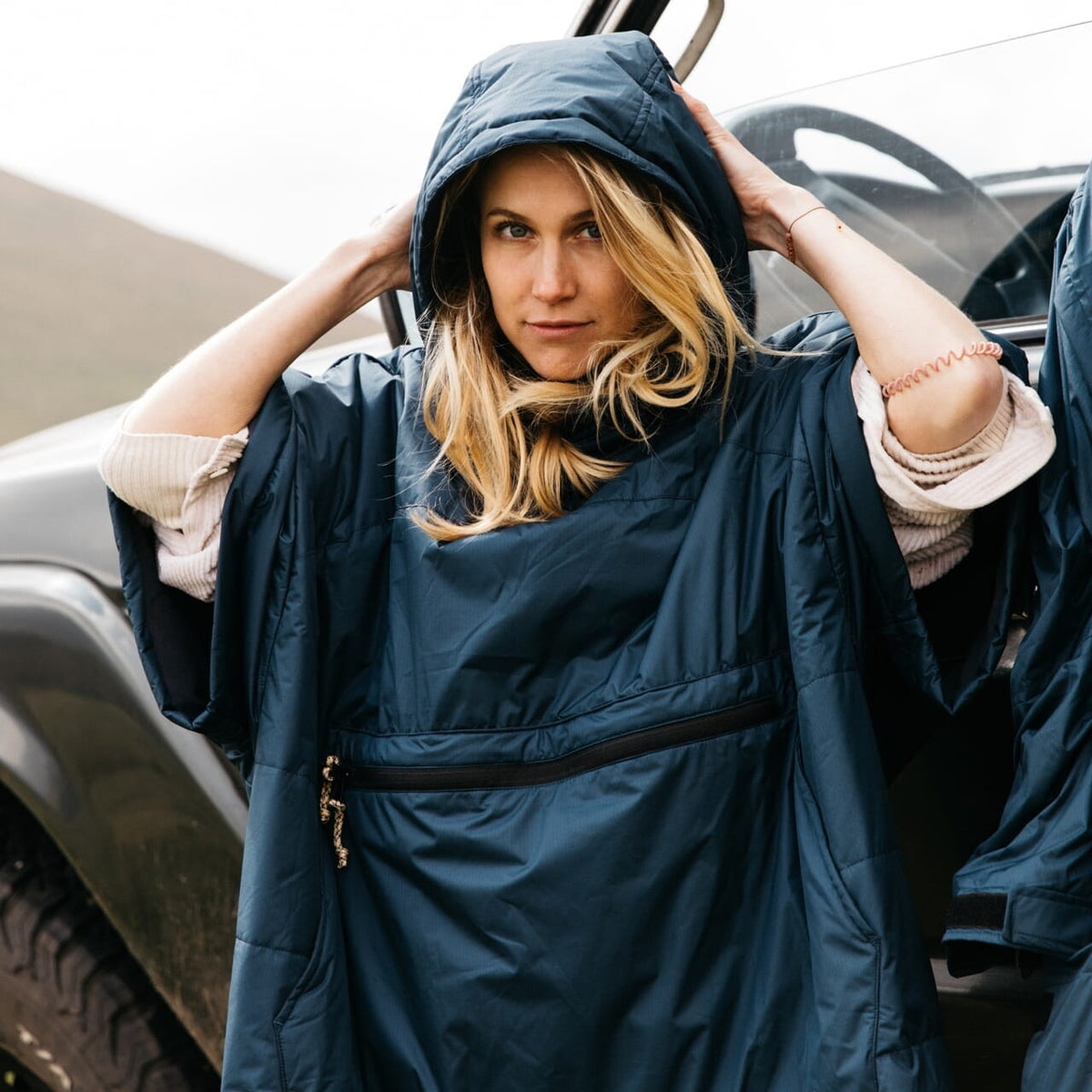 Voited Outdoor Poncho For Surfing, Camping, Vanlife & Wild Swimming - Ocean Navy